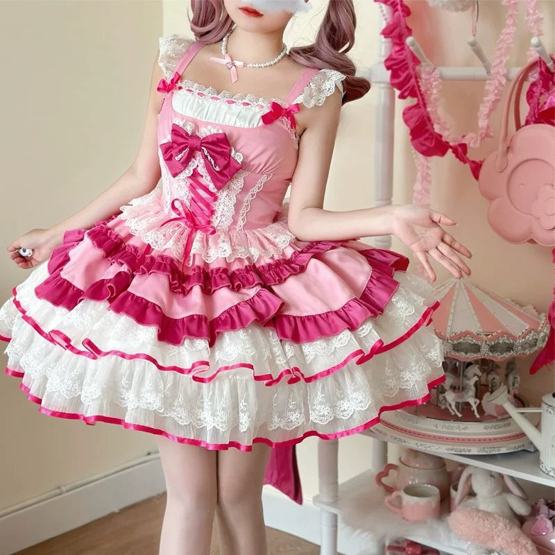 Coffee Tea Weight Loss - Vestido JSK Lolita Doce Rosa com