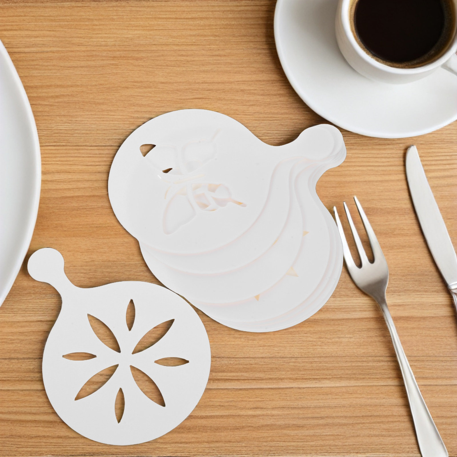 Conjunto de 8 moldes para deco - Coffee Stencil Art avaliação e preço