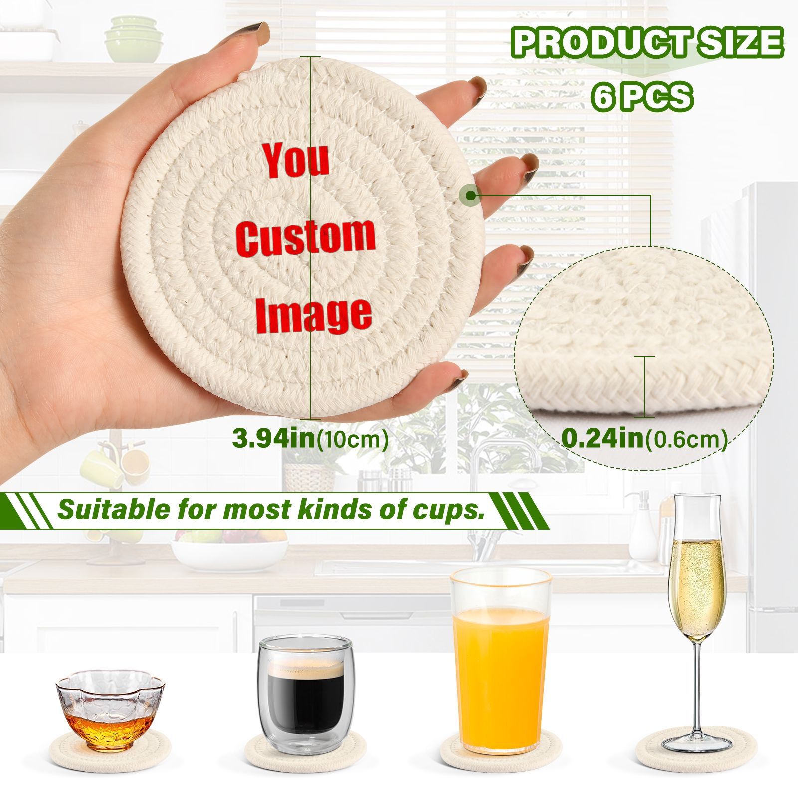Conjunto de coaster tecido abs - Coffee Tea Images avaliação e preço
