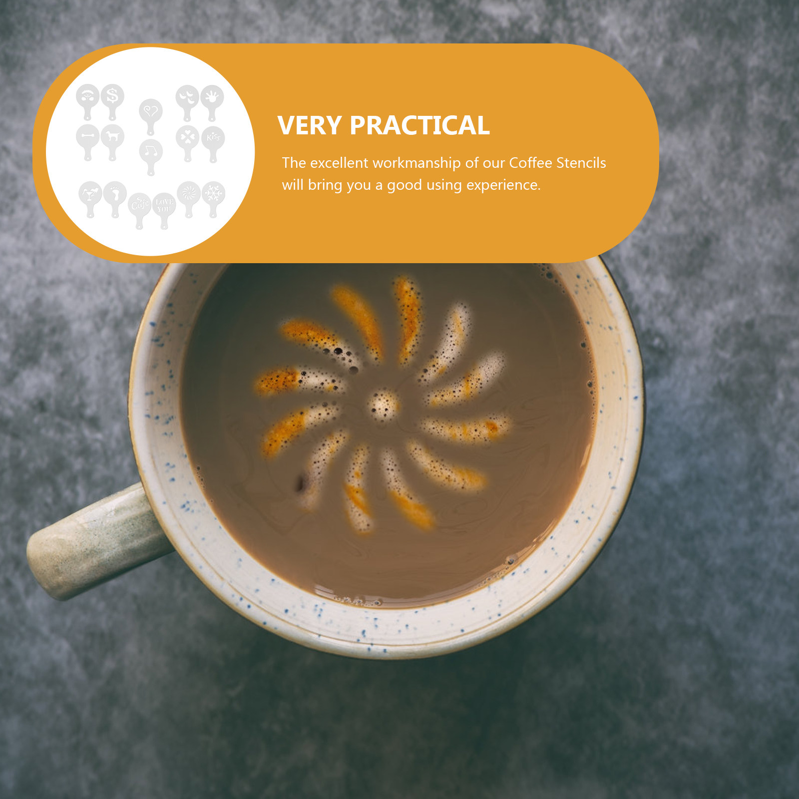 16 peças de estênceis para caf - Coffee Stencil Art avaliação e preço